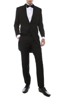Mens Black Cutaway Regular Fit 2 Piece Tuxedo Suit - Ferrecci USA 
