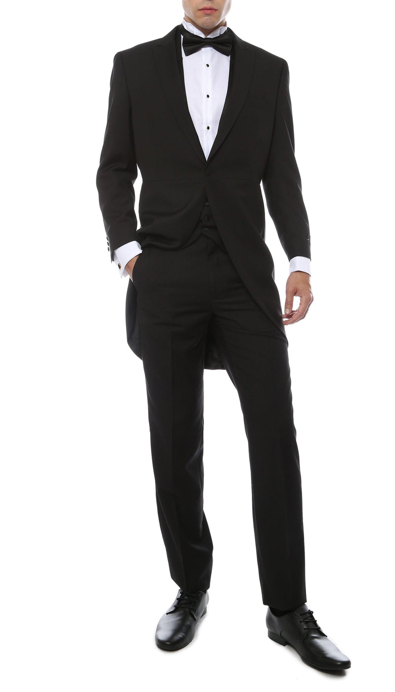 Mens Black Cutaway Regular Fit 2 Piece Tuxedo Suit - Ferrecci USA 