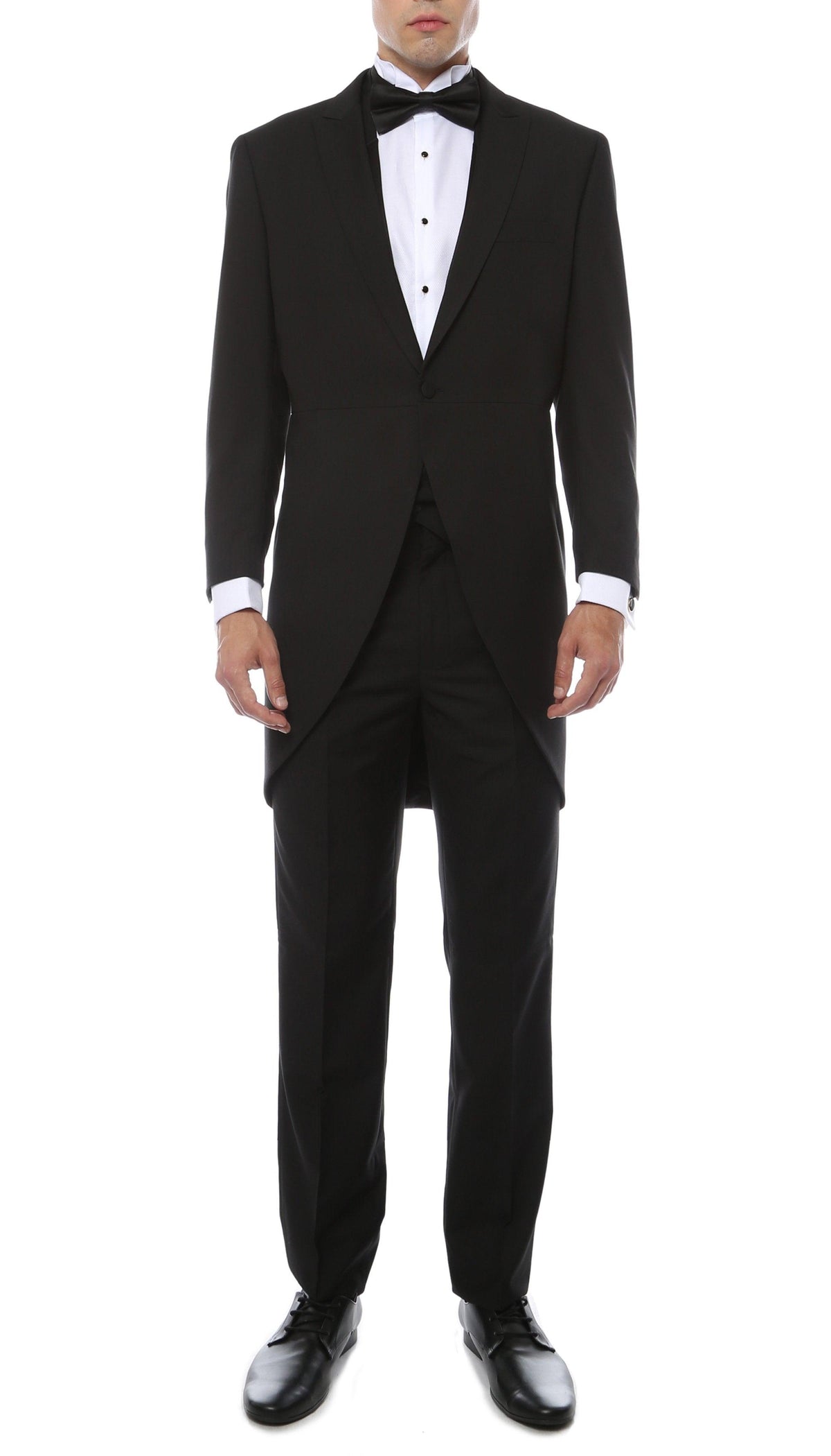Mens Black Cutaway Regular Fit 2 Piece Tuxedo Suit - Ferrecci USA 