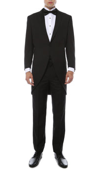 Mens Black Cutaway Regular Fit 2 Piece Tuxedo Suit - Ferrecci USA 
