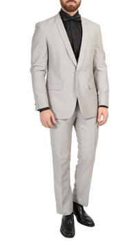 Mens Daxson Grey Slim Fit Shawl Collar 3pc Tuxedo - Ferrecci USA 