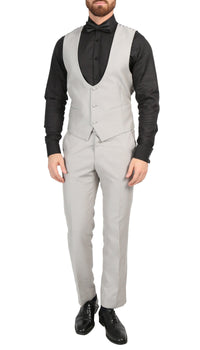 Mens Daxson Grey Slim Fit Shawl Collar 3pc Tuxedo - Ferrecci USA 