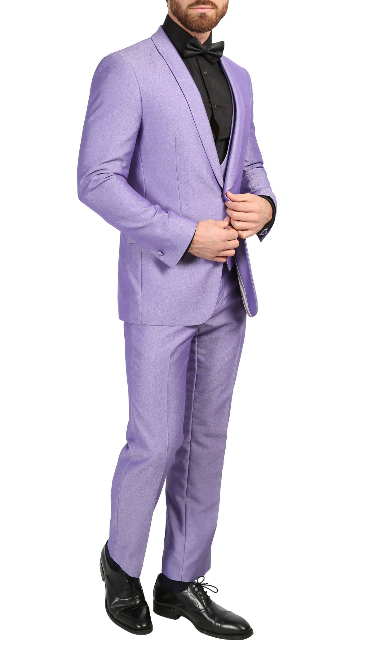 Mens Daxson Ultra Violet Slim Fit Shawl Collar 3pc Tuxedo - Ferrecci USA 