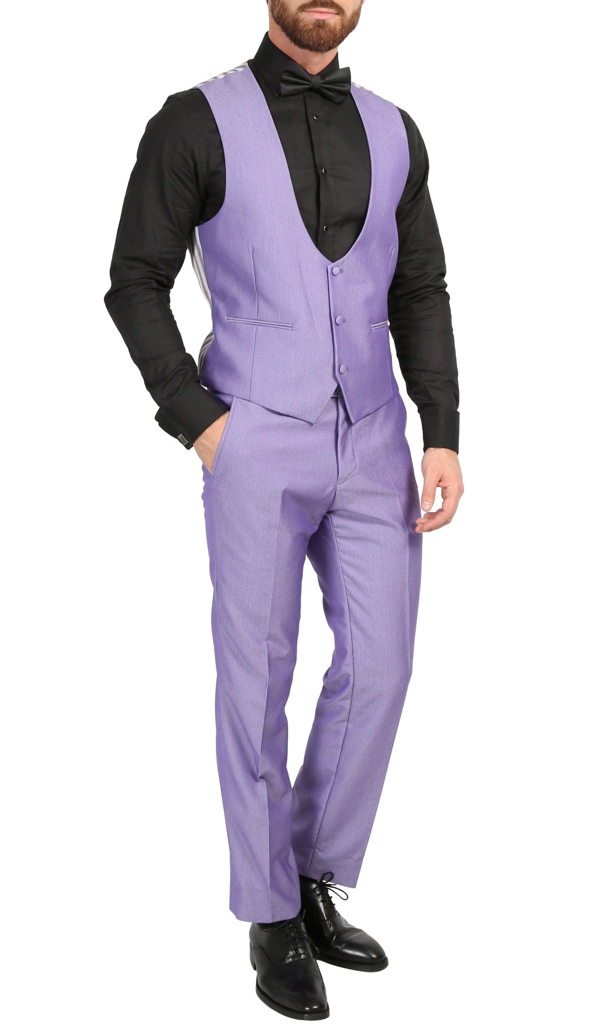 Mens Daxson Ultra Violet Slim Fit Shawl Collar 3pc Tuxedo - Ferrecci USA 