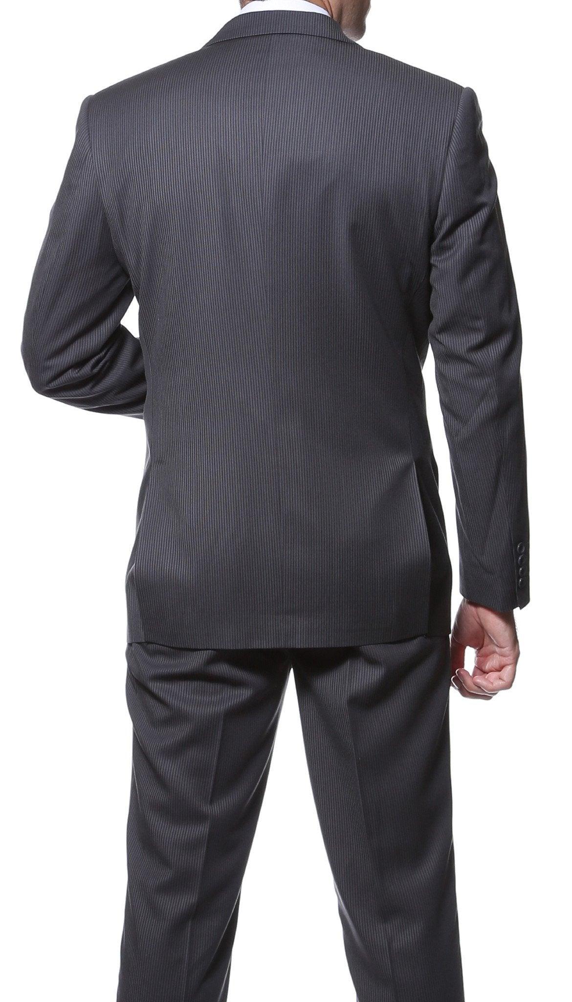 Parker 2 Piece Slim Fit Charcoal Striped Tone on Tone Wool Suit - Ferrecci USA 