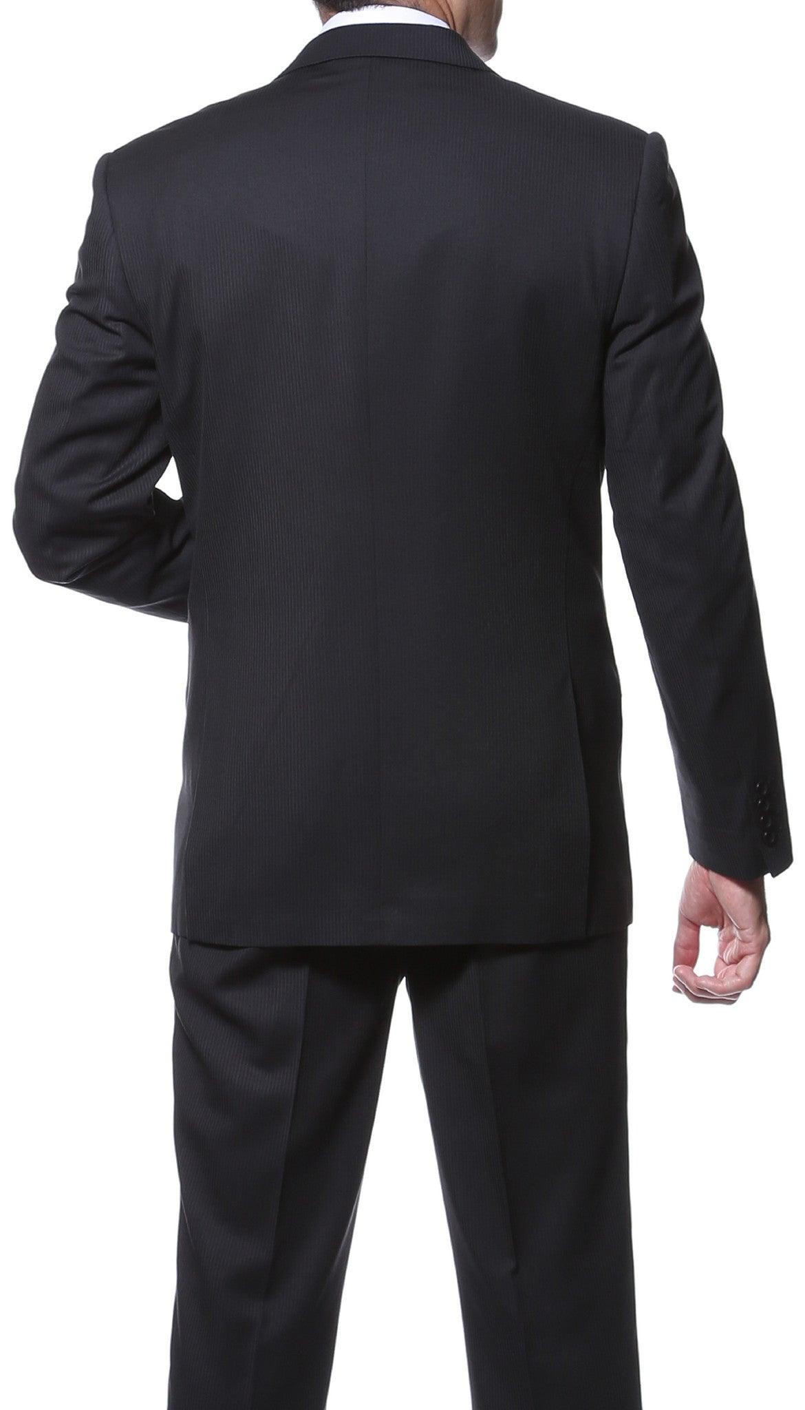 Parker Slim Fit Black Striped Tone on Tone Wool Suit - Ferrecci USA 