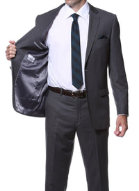 Parker Slim Fit Charcoal Striped Tone on Tone Wool Suit - Ferrecci USA 