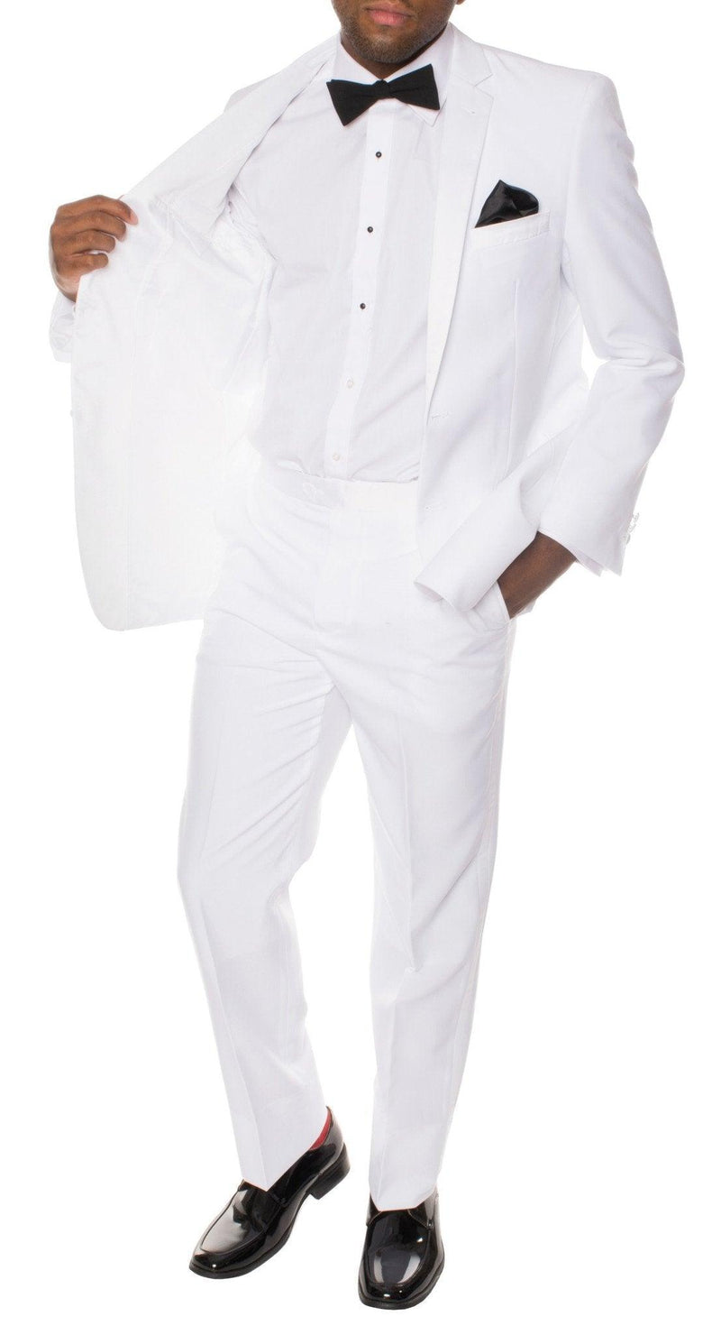 Paul Lorenzo Mens White Regular Fit 2 Piece Tuxedo - Ferrecci USA 
