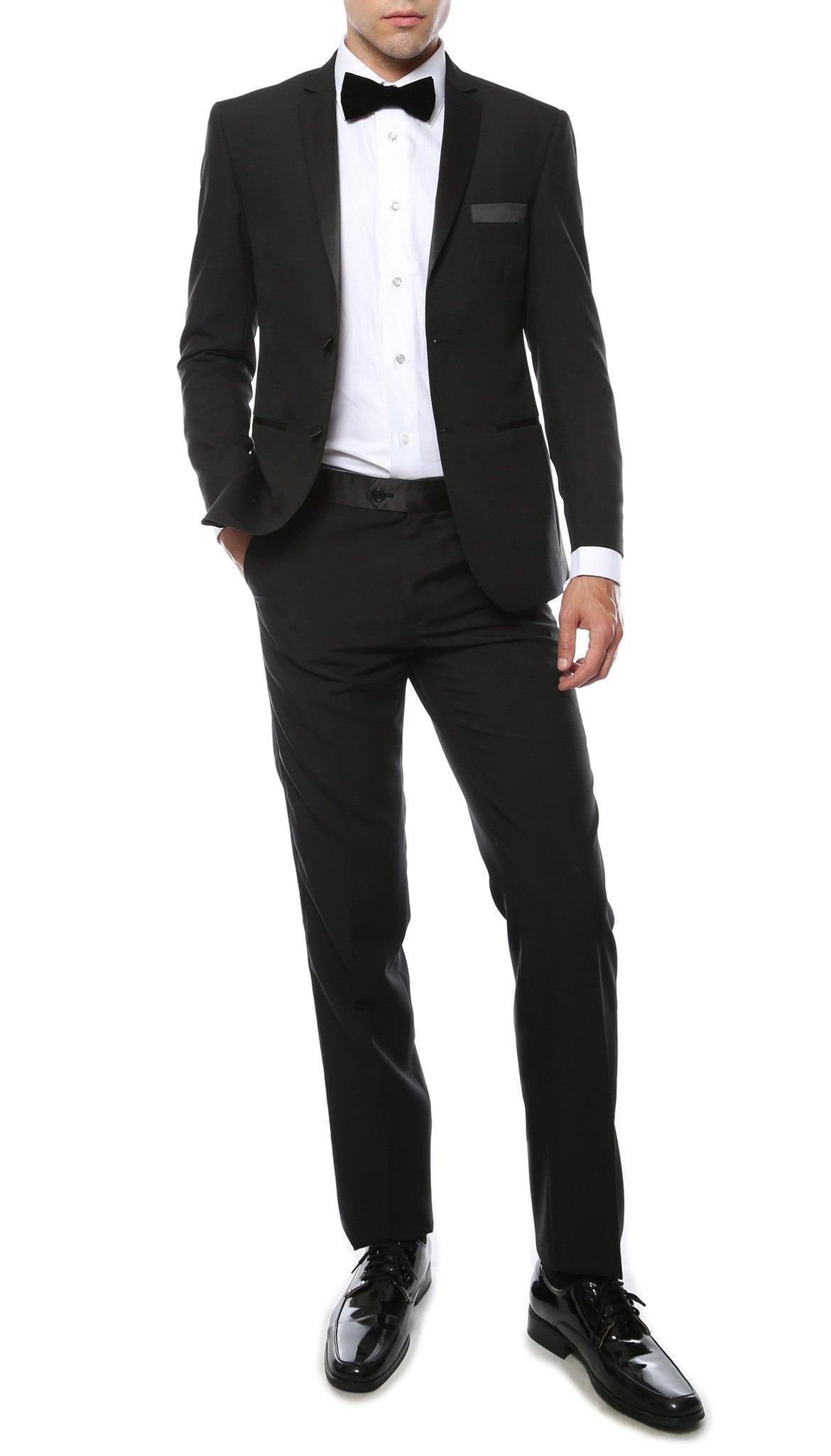 Paul Lorenzo MMTUX Black Slim Fit 2pc Tuxedo - Ferrecci USA 