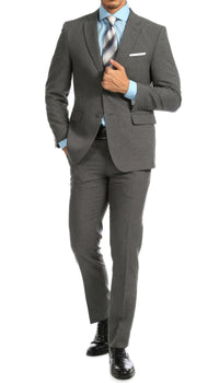 PL1969 Mens Heather Grey Slim Fit 2pc Suit - Ferrecci USA 
