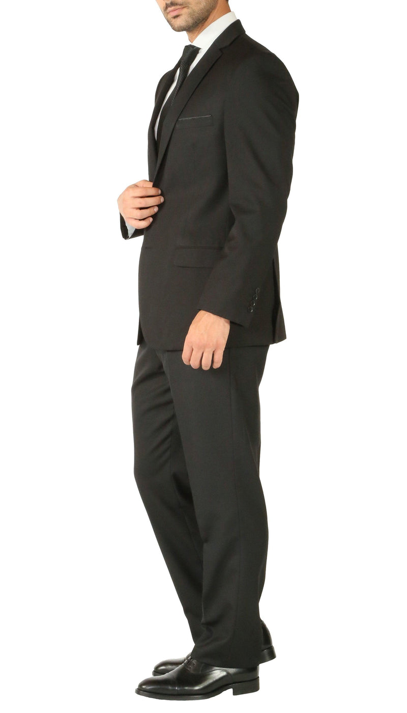 Rod Premium Black 2 Piece Wool Suit Stain Resistant Traveler Suit with 2 Pairs of Pants - Ferrecci USA 
