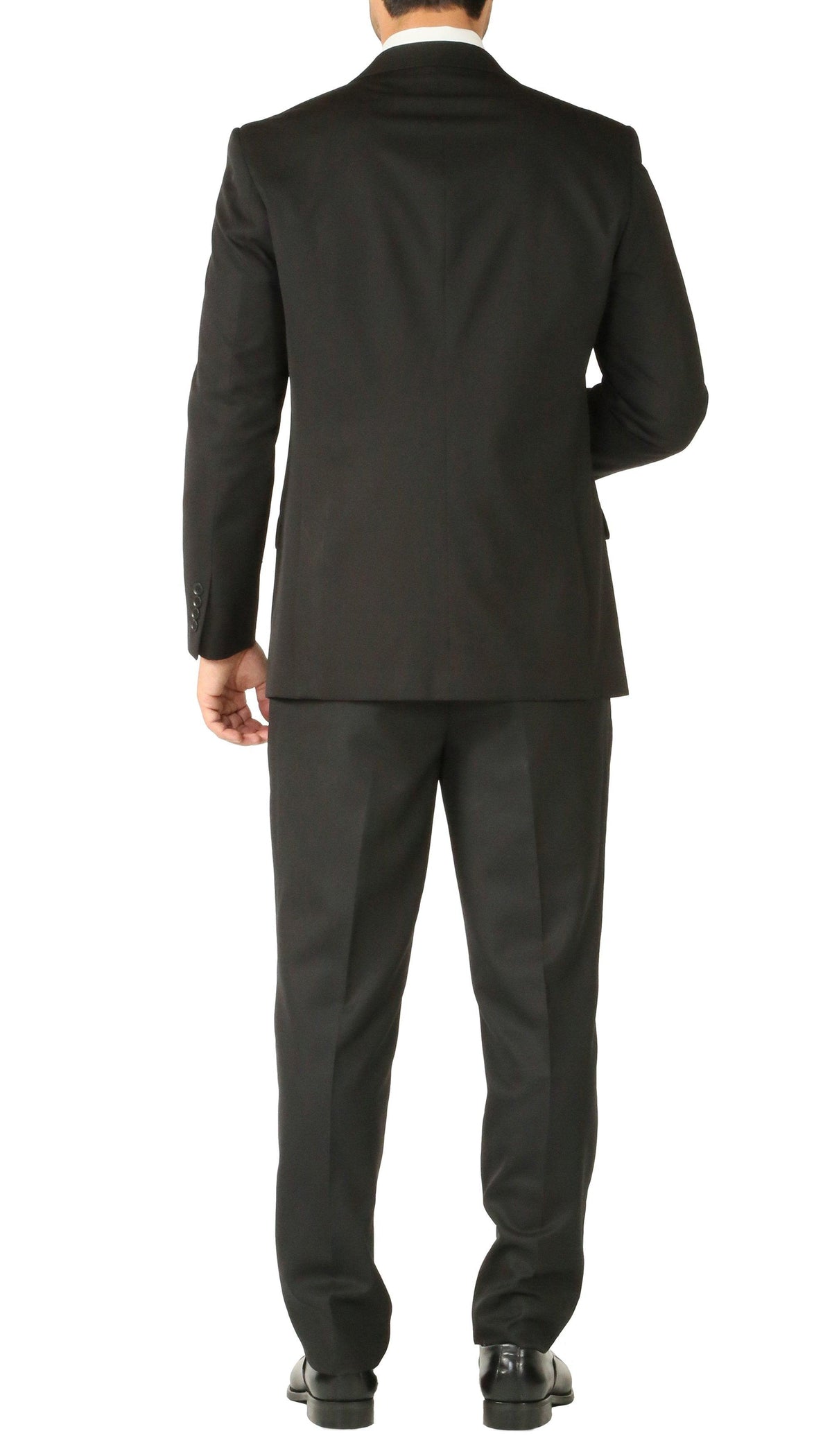 Rod Premium Black 2 Piece Wool Suit Stain Resistant Traveler Suit with 2 Pairs of Pants - Ferrecci USA 
