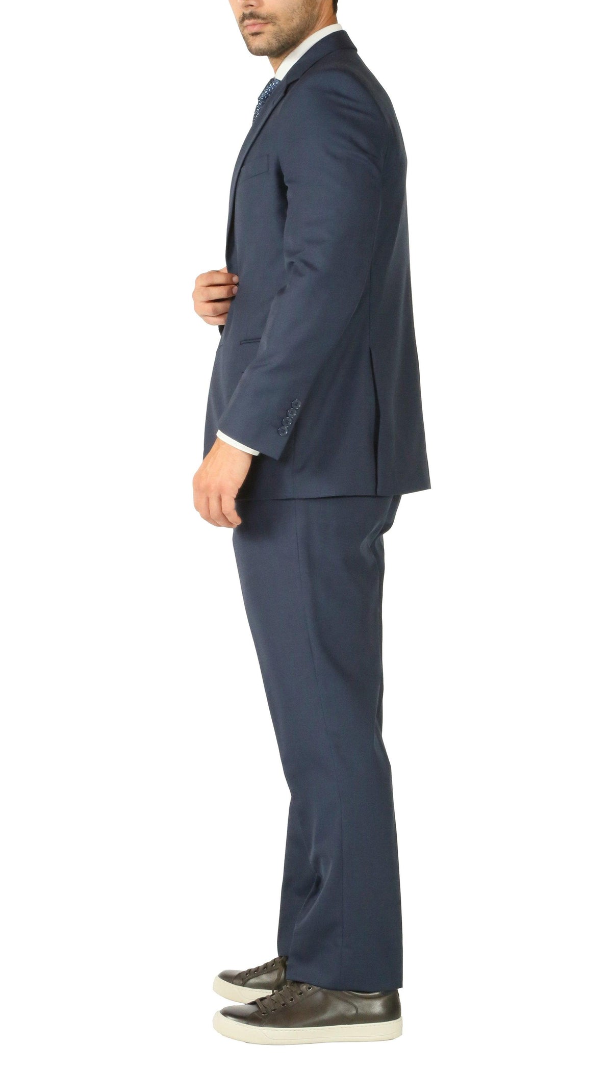 Rod Premium Blue Wool 2 Piece Suit Stain Resistant Traveler Suit - w 2 Pairs of Pants - Ferrecci USA 