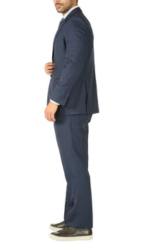 Rod Premium Blue Wool 2 Piece Suit Stain Resistant Traveler Suit - w 2 Pairs of Pants - Ferrecci USA 
