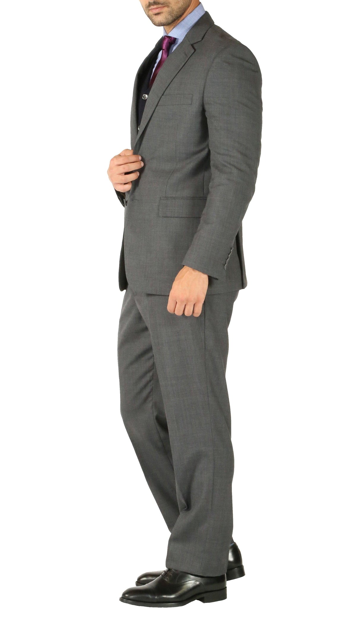 Rod Premium Grey Wool 2pc Stain Resistant Traveler Suit - w 2 Pairs of Pants - Ferrecci USA 