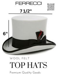 Grey & Black Wool Felt Top Hat for Men | Ferrecci