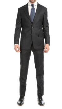 Yves Grey Plaid Check Men's Premium 2 Piece Wool Slim Fit Suit - Ferrecci USA 
