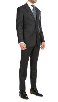 Yves Grey Plaid Check Men's Premium 2 Piece Wool Slim Fit Suit - Ferrecci USA 