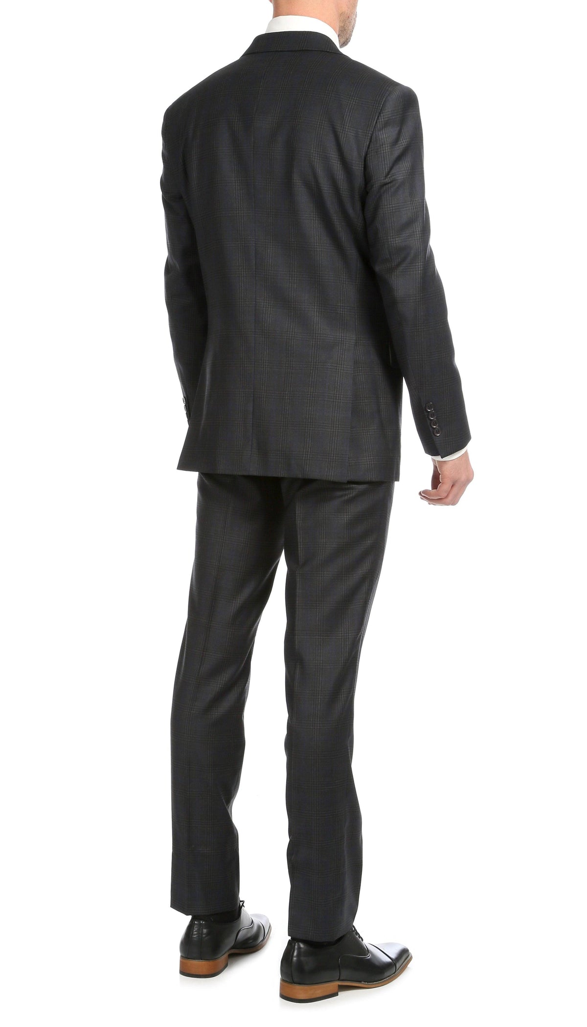 Yves Grey Plaid Check Men's Premium 2 Piece Wool Slim Fit Suit - Ferrecci USA 