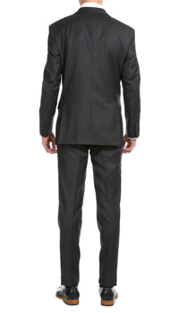 Yves Grey Plaid Check Men's Premium 2 Piece Wool Slim Fit Suit - Ferrecci USA 