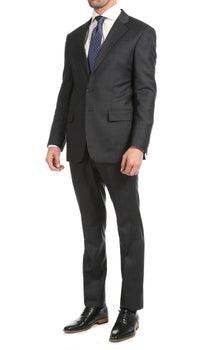 Yves Grey Plaid Check Men's Premium 2 Piece Wool Slim Fit Suit - Ferrecci USA 