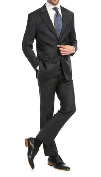 Yves Grey Plaid Check Men's Premium 2 Piece Wool Slim Fit Suit - Ferrecci USA 