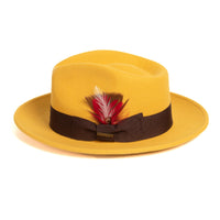 Crushable Mustard 100% Australian Wool Fedora Hat