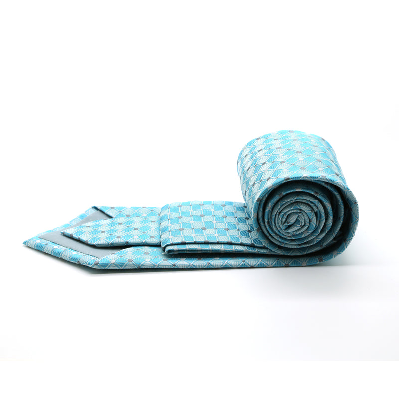 Ferrecci Mens Turquoise Diamond Necktie with Handkerchief Set - FHYINC best men's suits, tuxedos, formal men's wear wholesale