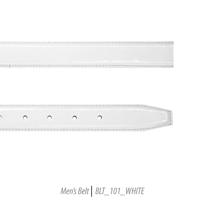 Ferrecci Mens 100% Genuine Shiny White Leather Belt - One size Fits All - FHYINC best men's suits, tuxedos, formal men's wear wholesale