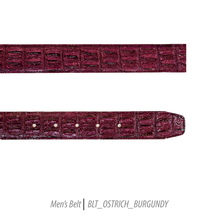 Ferrecci Mens 100% Genuine Leather Burgundy Belt w/Ostrich Top - One size Fits All - FHYINC best men's suits, tuxedos, formal men's wear wholesale