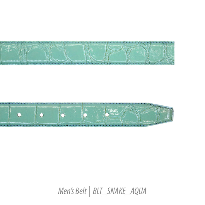 Ferrecci Mens 100% Genuine Leather Aqua Belt w/Snake Top - One size Fits All - FHYINC best men's suits, tuxedos, formal men's wear wholesale
