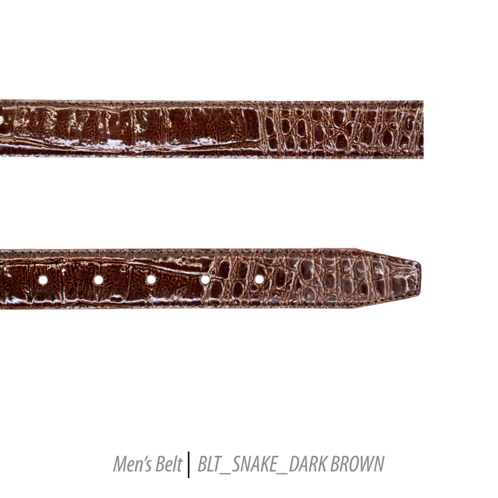 Ferrecci Mens 100% Genuine Leather Dark Brown Belt w/Snake Top - One size Fits All - FHYINC best men's suits, tuxedos, formal men's wear wholesale