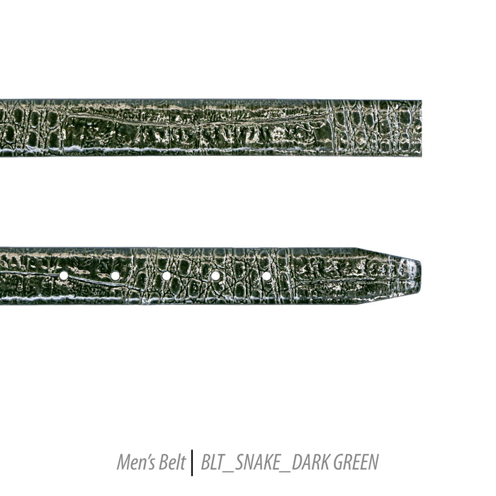 Ferrecci Mens 100% Genuine Leather Dark Green Belt w/Snake Top - One size Fits All - FHYINC best men's suits, tuxedos, formal men's wear wholesale