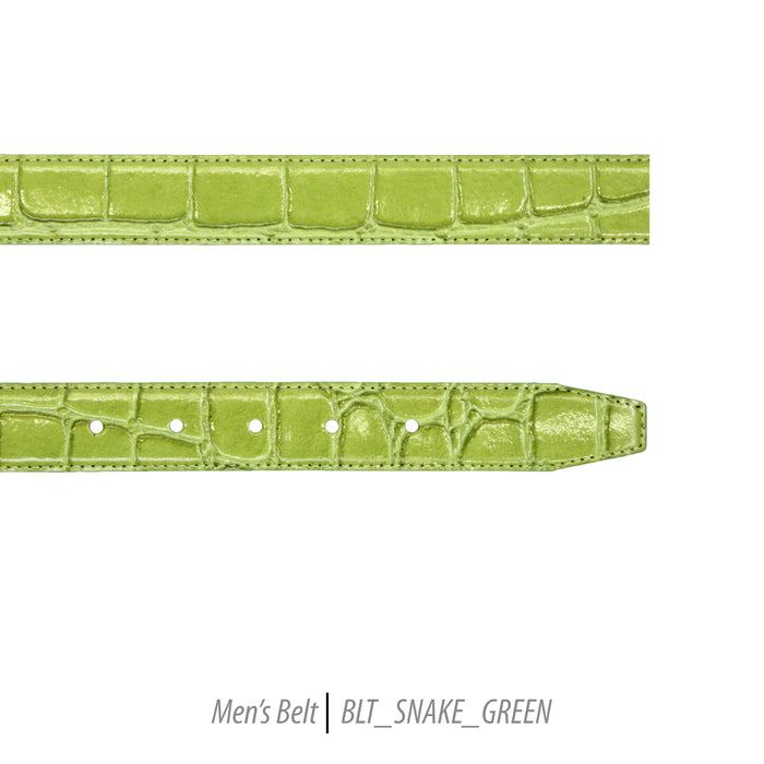 Ferrecci Mens 100% Genuine Leather Green Belt w/Snake Top - One size Fits All - FHYINC best men's suits, tuxedos, formal men's wear wholesale