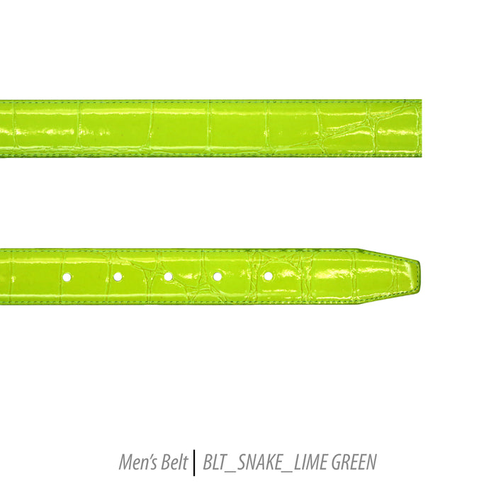 Ferrecci Mens 100% Genuine Leather Lime Green Belt w/Snake Top - One size Fits All - FHYINC best men's suits, tuxedos, formal men's wear wholesale