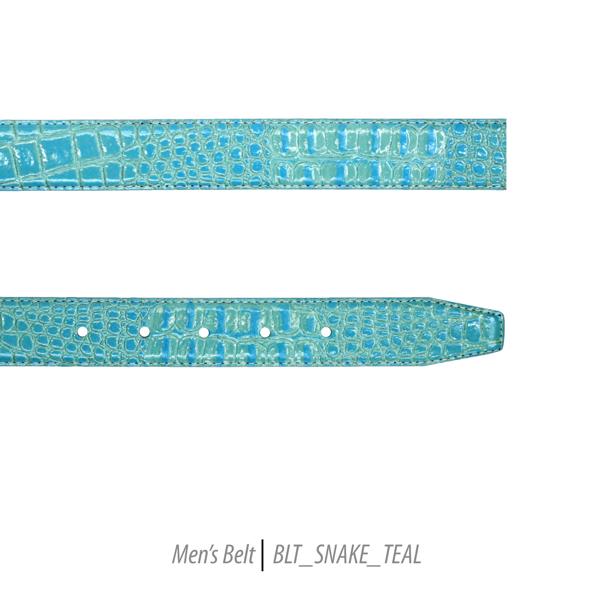 Ferrecci Mens 100% Genuine Leather Teal Belt w/Snake Top - One size Fits All - FHYINC best men's suits, tuxedos, formal men's wear wholesale