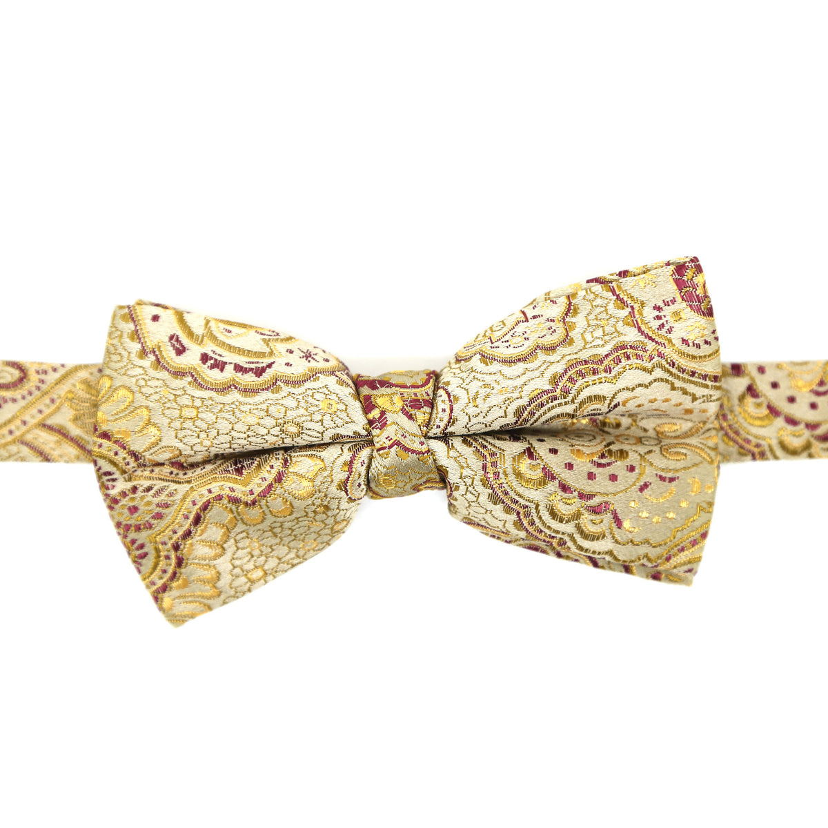 Luxury Paisley Tapestry Gold Bow Tie - FHYINC