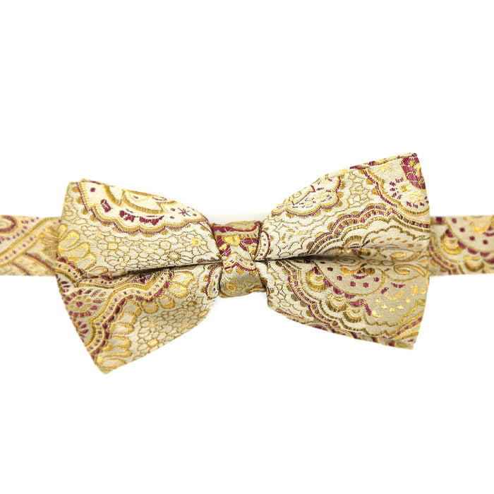 Luxury Paisley Tapestry Gold Bow Tie - FHYINC