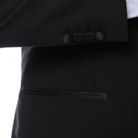 Bronson Black Slim Fit Notch Lapel Tuxedo - FHYINC best men's suits, tuxedos, formal men's wear wholesale