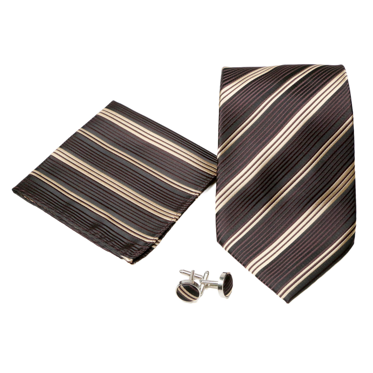 Men's Classic Brown-Tan Minimal Geometric Design 4-pc Necktie Box Set - FHYINC best men's suits, tuxedos, formal men's wear wholesale