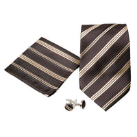 Men's Classic Brown-Tan Minimal Geometric Design 4-pc Necktie Box Set - FHYINC best men's suits, tuxedos, formal men's wear wholesale