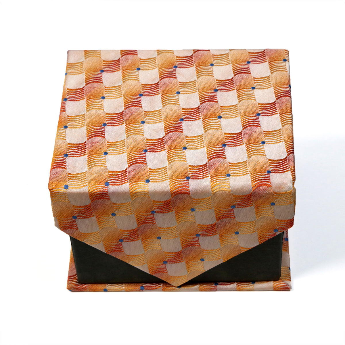 Men's Orange Checkered Geometric Pattern Design 4-pc Necktie Box Set - FHYINC best men's suits, tuxedos, formal men's wear wholesale