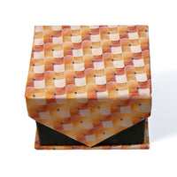 Men's Orange Checkered Geometric Pattern Design 4-pc Necktie Box Set - FHYINC best men's suits, tuxedos, formal men's wear wholesale