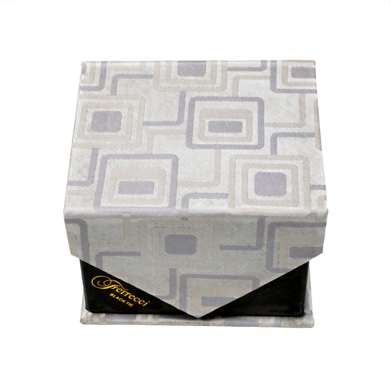 Men's Grey Rounded Square Geometric Pattern Design 4-pc Necktie Box Set - FHYINC best men's suits, tuxedos, formal men's wear wholesale