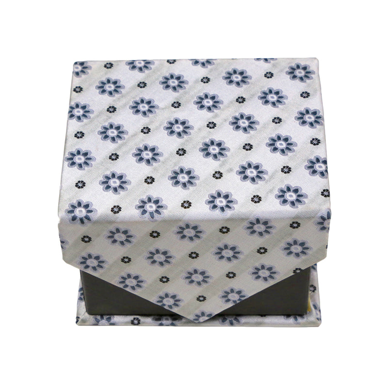 Men's Grey Floral Pattern Design 4-pc Necktie Box Set - FHYINC best men's suits, tuxedos, formal men's wear wholesale