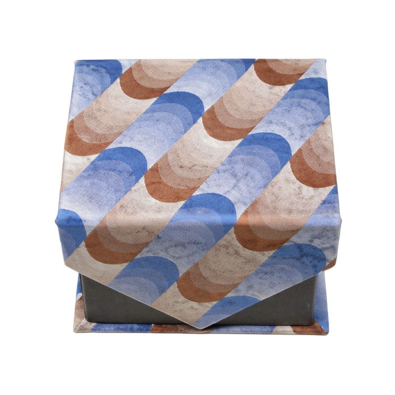 Men's Blue-Brown Geometric Pattern Design 4-pc Necktie Box Set - FHYINC best men's suits, tuxedos, formal men's wear wholesale
