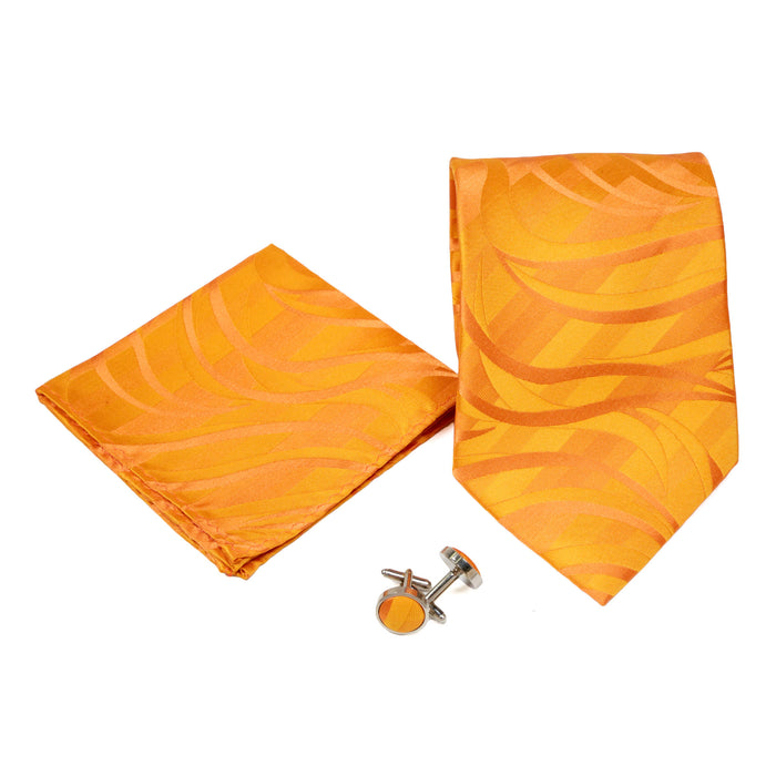 Men's Orange Geometric Pattern Design 4-pc Necktie Box Set - FHYINC best men's suits, tuxedos, formal men's wear wholesale