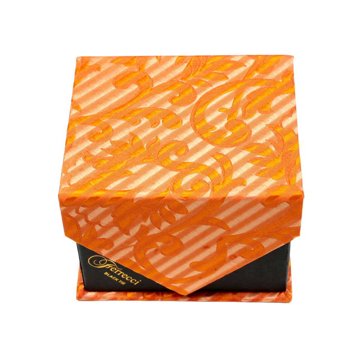 Men's Orange Geometric Pattern Design 4-pc Necktie Box Set - FHYINC best men's suits, tuxedos, formal men's wear wholesale