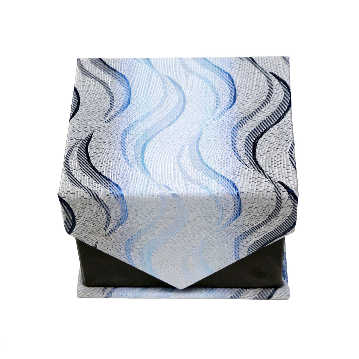 Men's Blue-Grey Wavy Pattern Design 4-pc Necktie Box Set - FHYINC best men's suits, tuxedos, formal men's wear wholesale