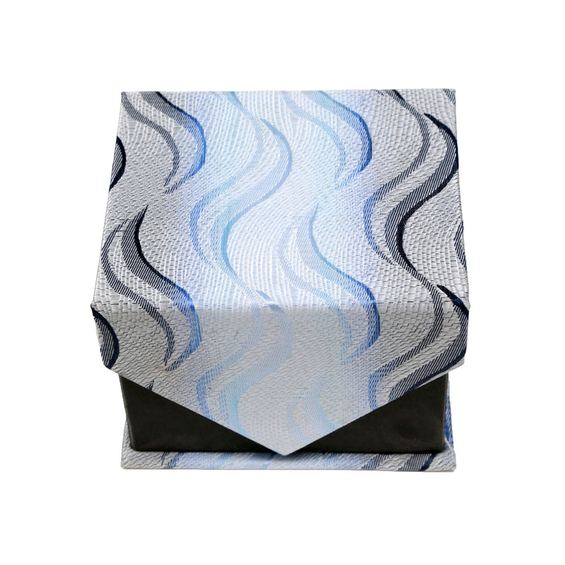 Men's Blue-Grey Wavy Pattern Design 4-pc Necktie Box Set - FHYINC best men's suits, tuxedos, formal men's wear wholesale